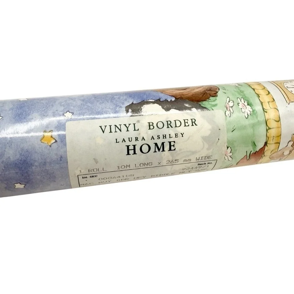 Vintage Laura Ashley UK Hey Diddle Diddle Storybook Nursery Wallpaper Border 32'